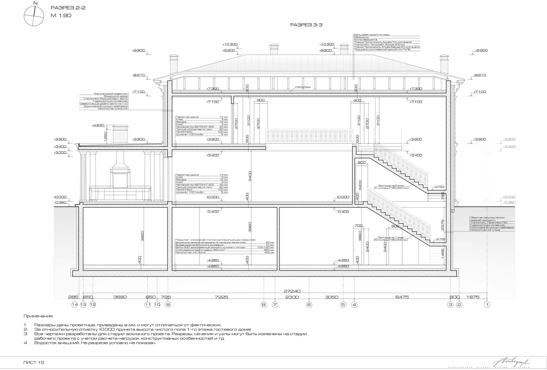 Parkville. Вилла A — разрез 3-3