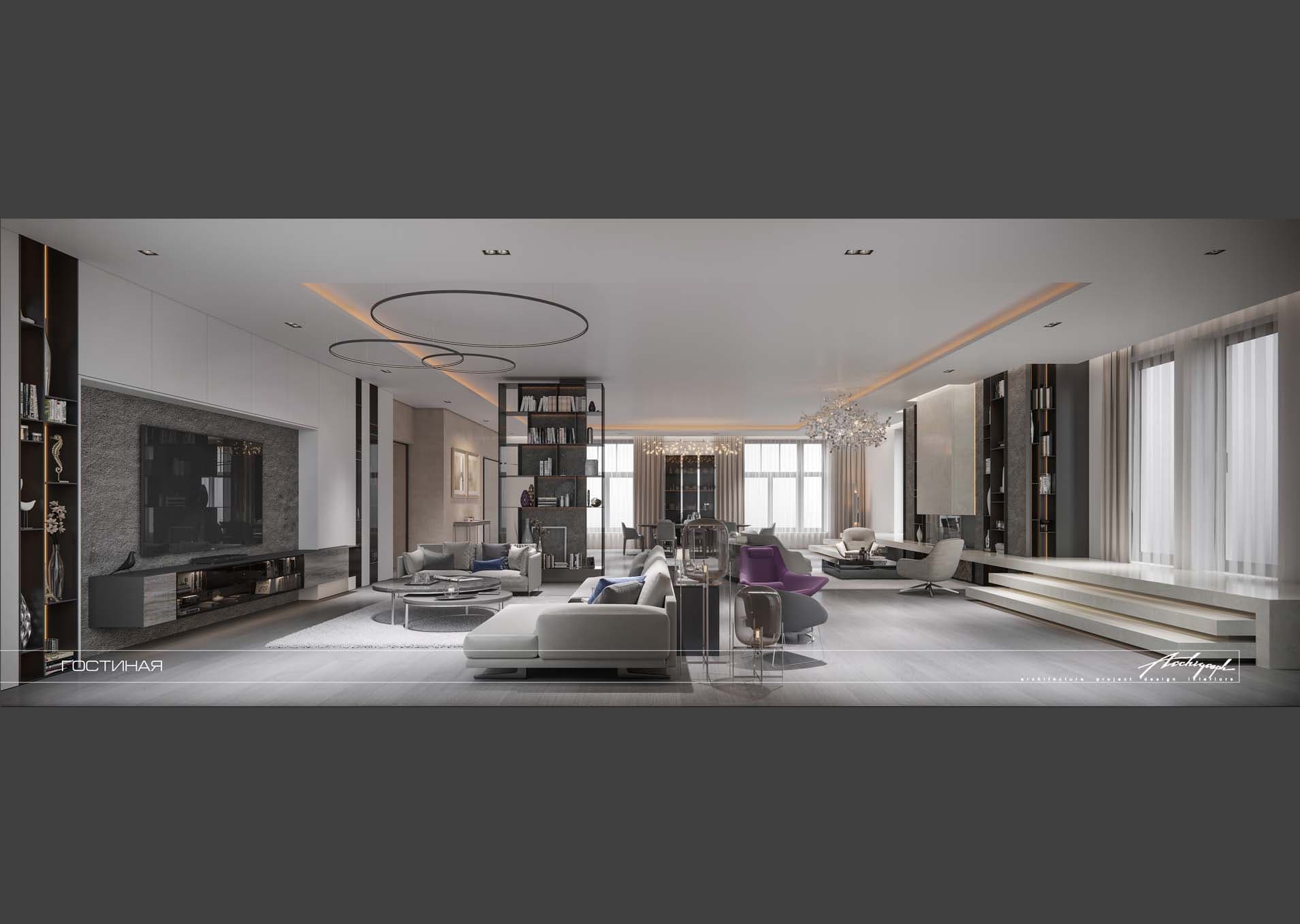Povarskaya Apartments - living room, view 4